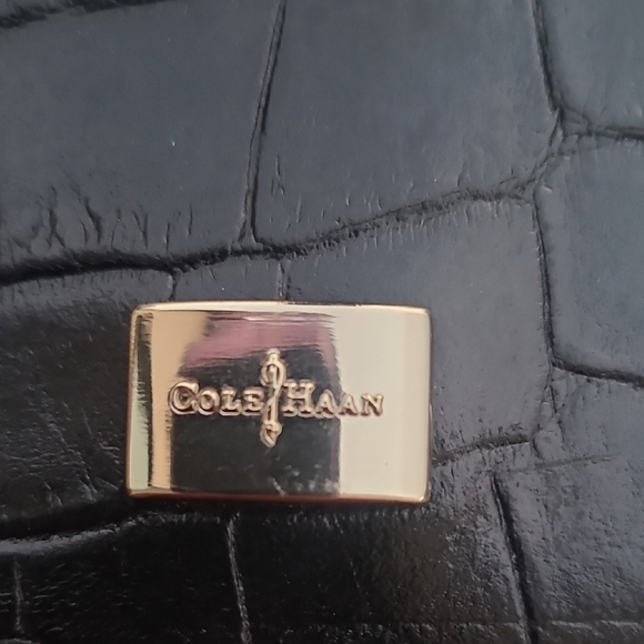 Cole Haan Black Croc-Embossed Clutch with Gold Accent - Picture 3 of 8